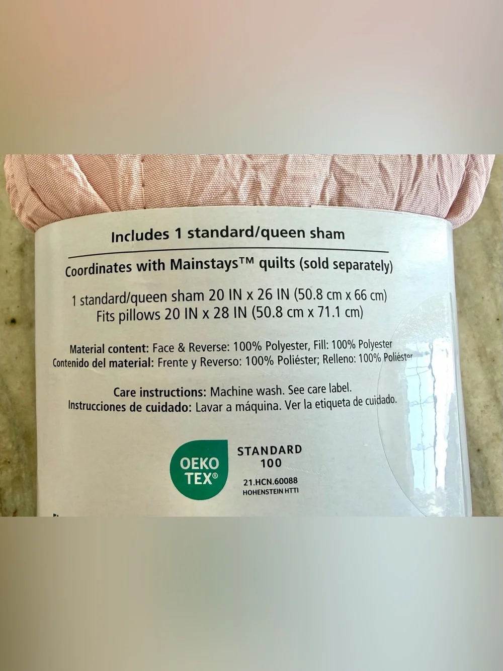 Mainstays Crinkle Sham Pair - Light Pink